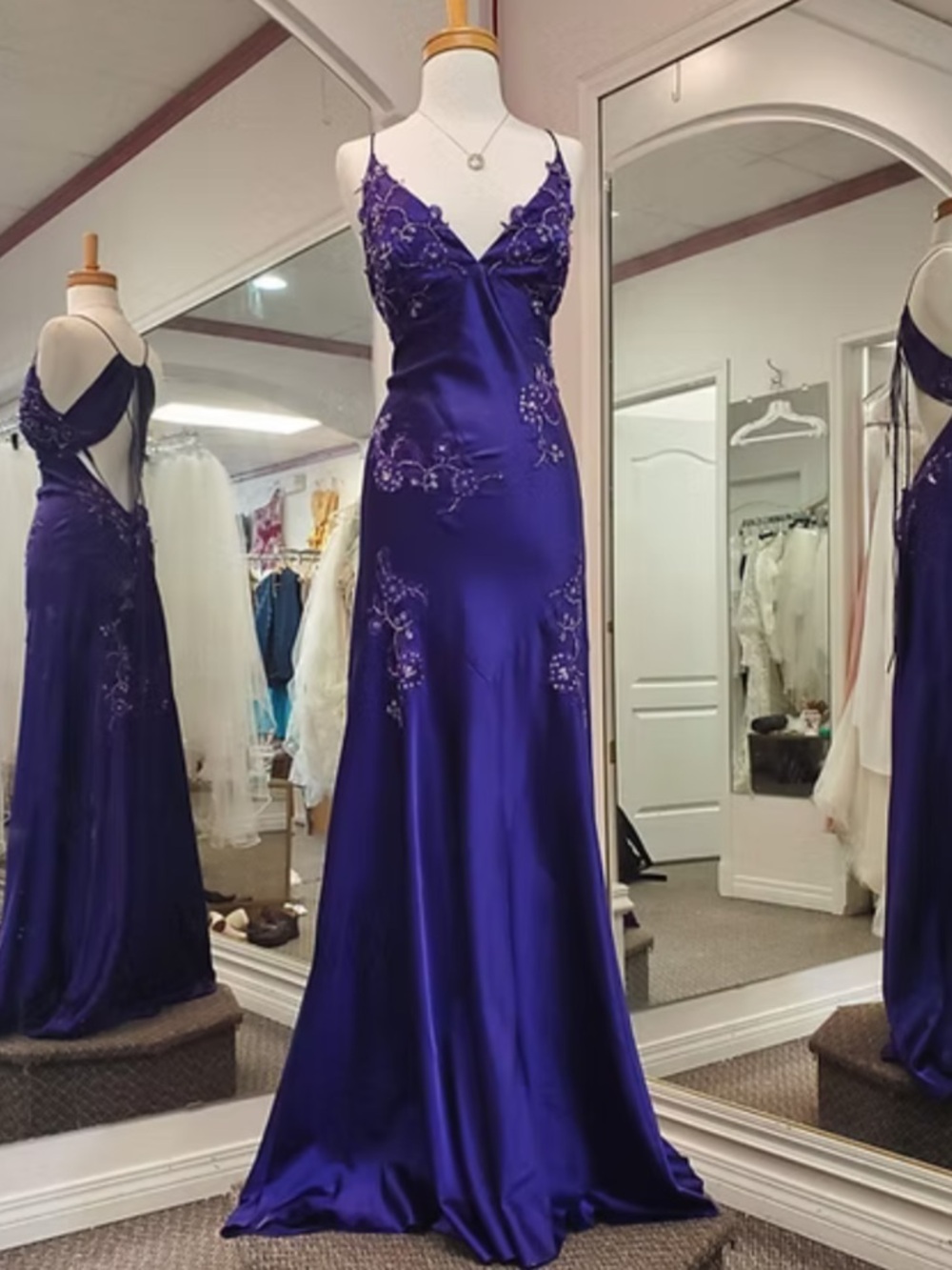 Iconic purple Y2K whimsical Niki Livas beaded embroidered prom graduation dress